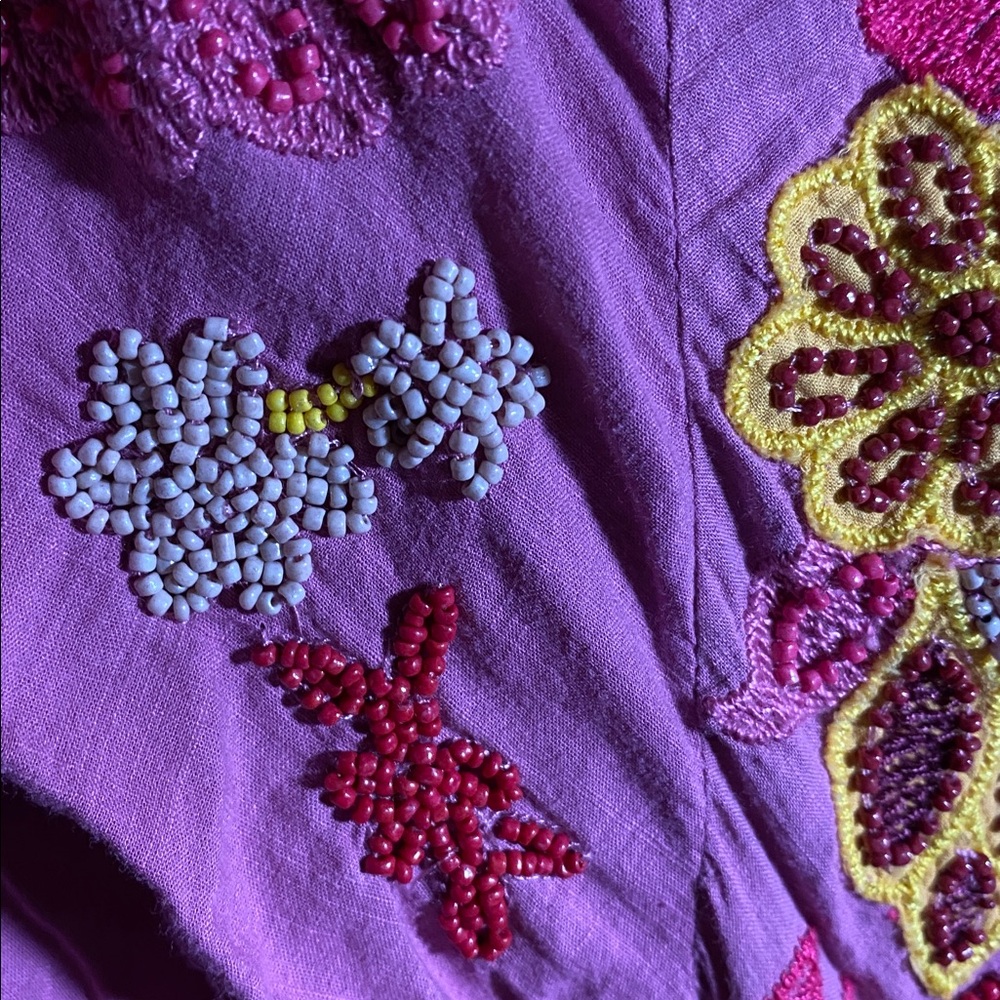 Anthropologie Magenta Dress with Embroidered Details - Picture 13 of 14